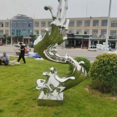 镜面浪花不锈钢景观雕塑 