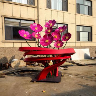 仿真不锈钢花朵雕塑
