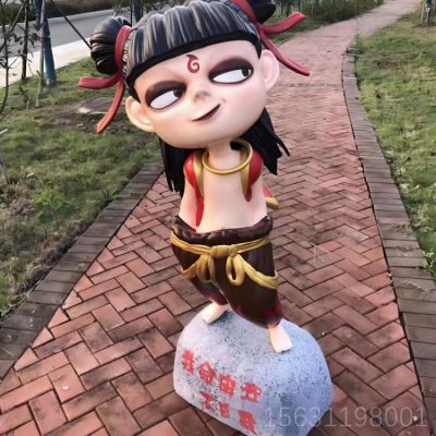 玻璃钢卡通形象人物雕塑 哪吒摆件 