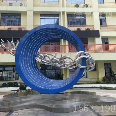 鱼群圆环雕塑 不锈钢景观雕塑厂家