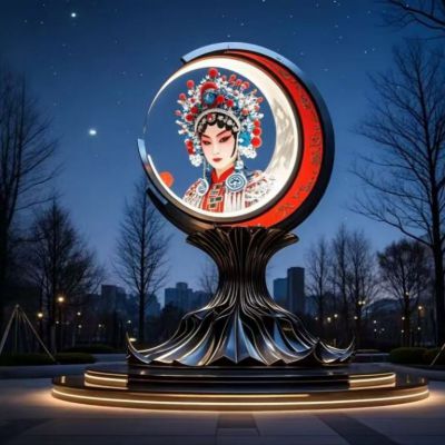 国风不锈钢圆环雕塑