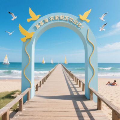 度假区拱门 不锈钢景观雕塑厂家