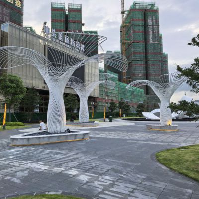 售楼部雕塑不锈钢镂空树摆件