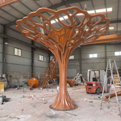  伞状不锈钢树雕塑