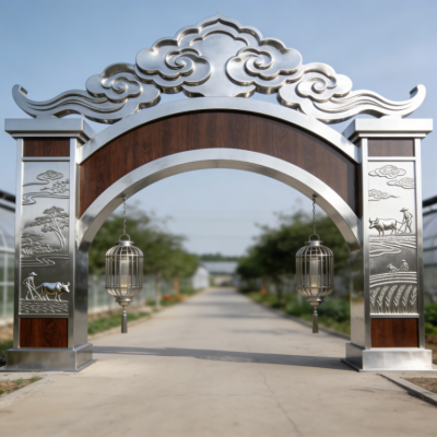 祥云不锈钢牌楼雕塑