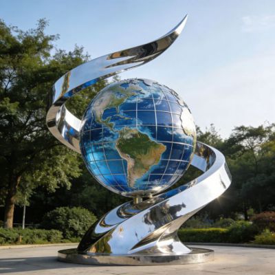 不锈钢创意地球仪雕塑